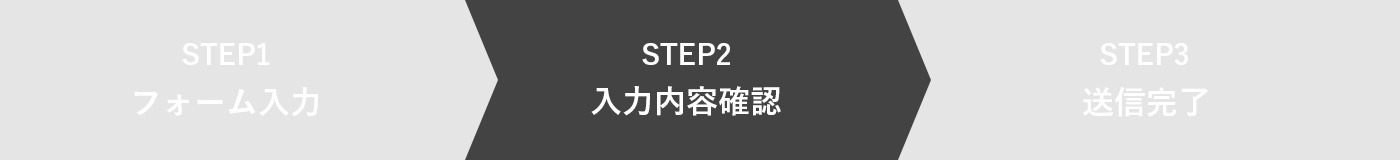STEP1 フォーム入力　STEP2　入力内容確認　STEP3送信完了